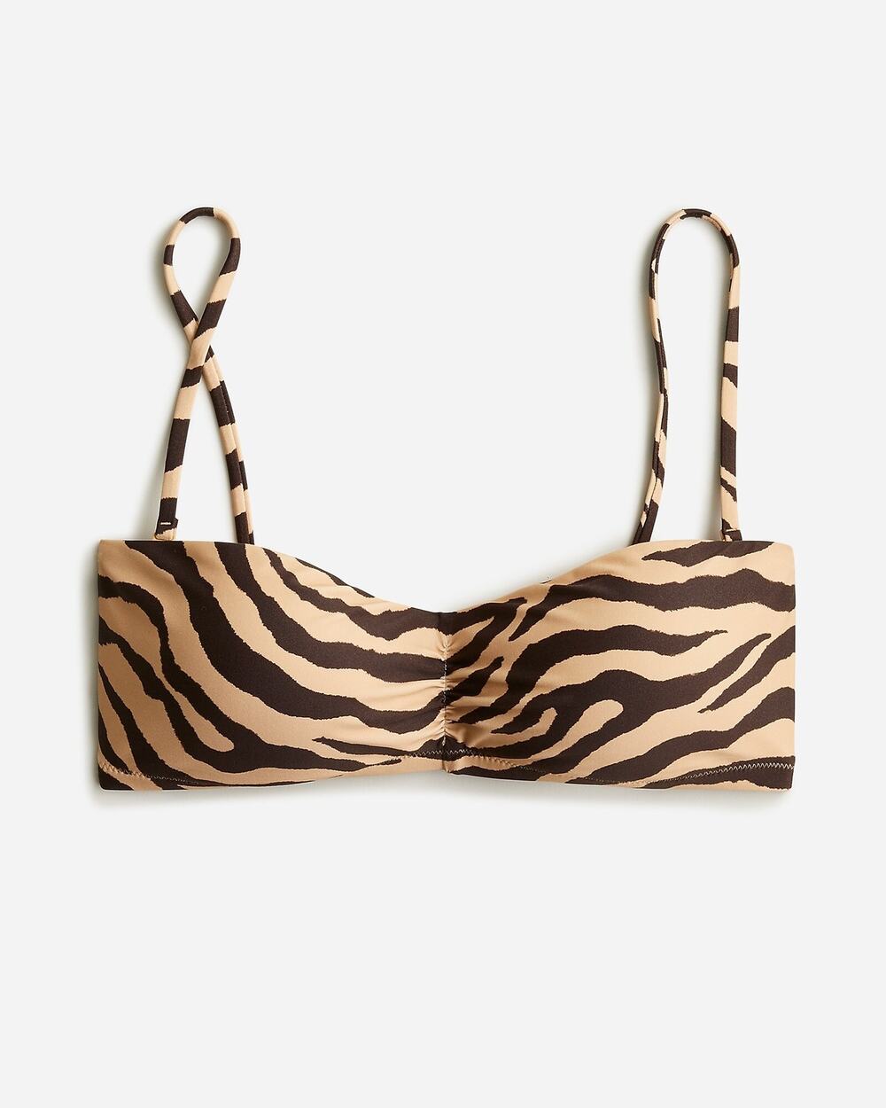 New NWT J. Crew Zebra Animal Stripe Bandeau Bikini Swim Bathing Suit Top Size 2X